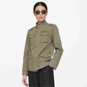 Anine Bing Army Green Military Utility Moto Jacket Coat Medium